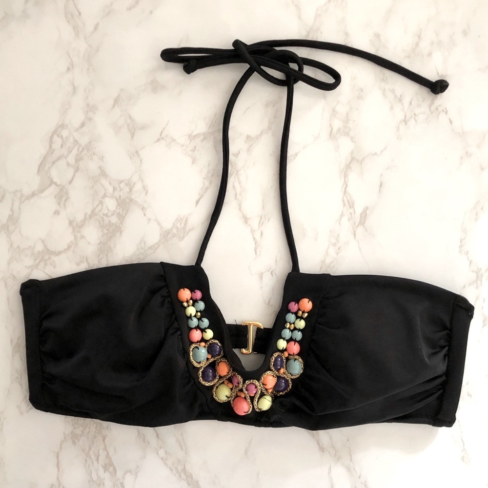 victorias secret swim halter embellished top small